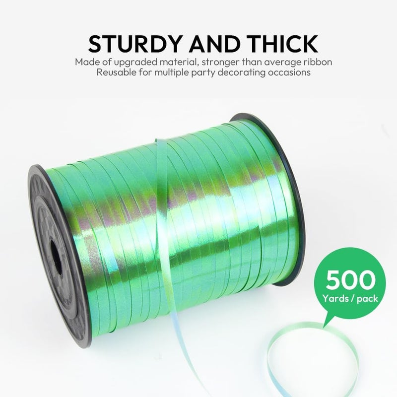 HimBen 500 Yards Curling Ribbon for Gift Wrapping, 3/16" Balloon String for Christmas Valentine Birthday Wedding Party Festival Decoration, Crafts, Flower Bouquet(Iridescent Green) - Image 2